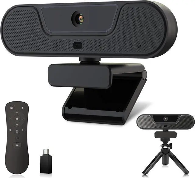 Main image of 4K Webcam, UHD PTZ PC Camera with Speaker and 4 Microphones, Supporting Remote Control, Digital Zoom, Autofocus, Privacy Cover and Tripod, for Video Calls and Conferences and Live Streaming