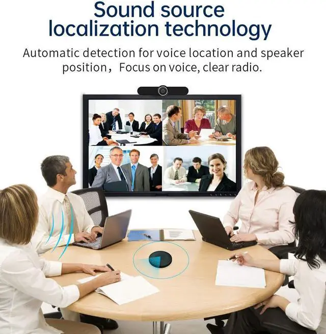 Alt view image 3 of 7 - BluePod Conference Speakerphone, Bluetooth and USB Conference Microphone & Speaker, VoiceLoc and VoiceCap Function with 6 Omnidirectional Microphones, for Meeting Room or Home Office