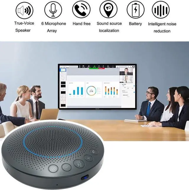 Alt view image 4 of 7 - BluePod Conference Speakerphone, Bluetooth and USB Conference Microphone & Speaker, VoiceLoc and VoiceCap Function with 6 Omnidirectional Microphones, for Meeting Room or Home Office