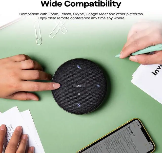 Alt view image 5 of 7 - Mobile Pixels Bluetooth Conference Speakers with 4 Microphone, 13ft Omnidirectional Voice Pickup, USB-C Plug&PlayNoise Reduction, Compatible with Zoom/Teams/Skype/Google Meet