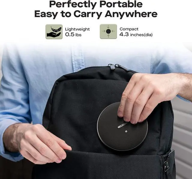 Alt view image 6 of 7 - Mobile Pixels Bluetooth Conference Speakers with 4 Microphone, 13ft Omnidirectional Voice Pickup, USB-C Plug&PlayNoise Reduction, Compatible with Zoom/Teams/Skype/Google Meet