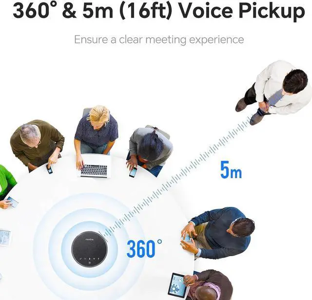 Alt view image 3 of 7 - Conference Speaker and Microphone, 360 Voice Pickup, AI Noise Reduction, Dual Connectivity, USB C Conference Room Speaker for Meetings, NewPie