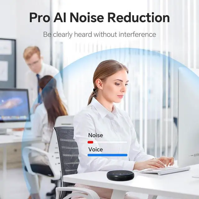 Alt view image 4 of 7 - Conference Speaker and Microphone, 360 Voice Pickup, AI Noise Reduction, Dual Connectivity, USB C Conference Room Speaker for Meetings, NewPie