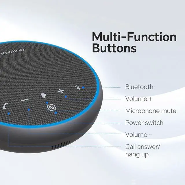 Alt view image 7 of 7 - Conference Speaker and Microphone, 360 Voice Pickup, AI Noise Reduction, Dual Connectivity, USB C Conference Room Speaker for Meetings, NewPie
