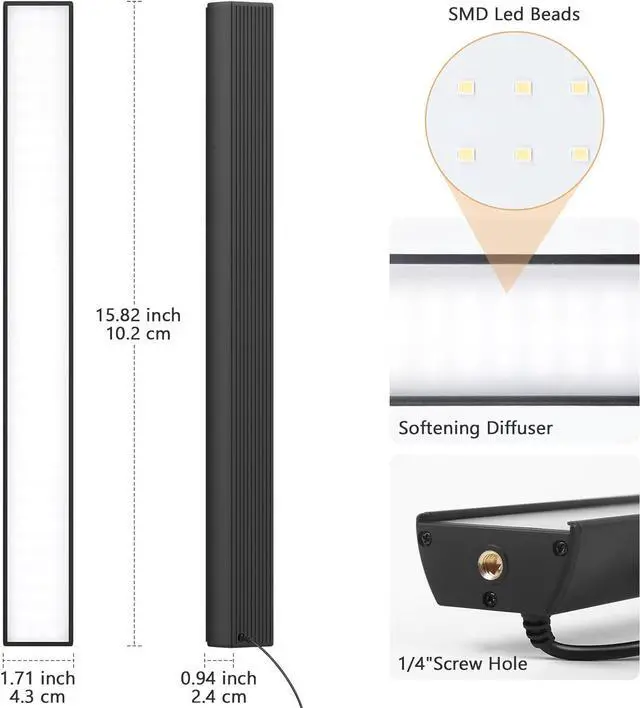 Alt view image 5 of 7 - 2 Pack Led Video Light Wand Stick, 5600K Led Photography Lighting Wand Kit with 63'' Tripod Stand/Color Filters, Studio Photo Lights for Video Recording/Streaming/Portrait/Vlog/Makeup/Podcast