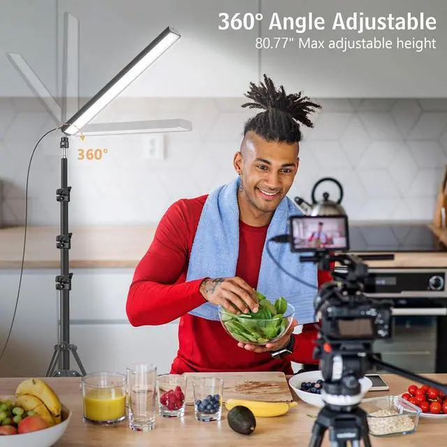 Alt view image 6 of 7 - 2 Pack Led Video Light Wand Stick, 5600K Led Photography Lighting Wand Kit with 63'' Tripod Stand/Color Filters, Studio Photo Lights for Video Recording/Streaming/Portrait/Vlog/Makeup/Podcast