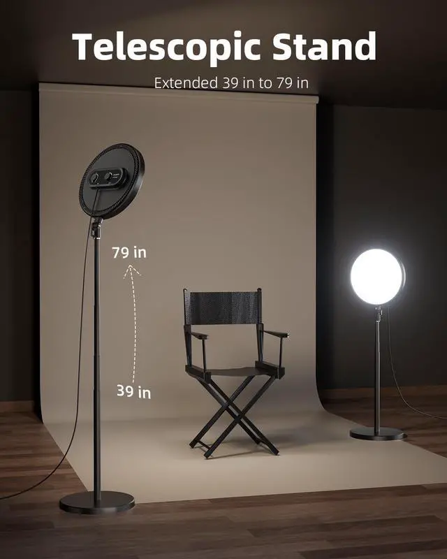 Alt view image 3 of 7 - Large Ring Light with 79" Stand, 6500K Full-Screen Selfie Light Ring with Stand and Phone Holder, Professional Big Ring Light for Live Stream, YouTube, TikTok, Makeup, Video, Barber, Photography