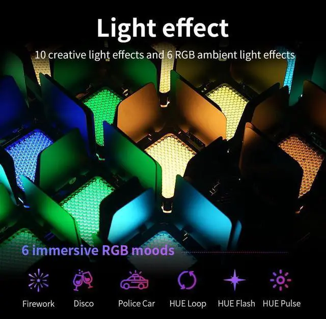 Alt view image 6 of 7 - FIVERAY M20C Combo [Official] RGB Video Light, 20W Portable Camera Light, HSI Mode, TLCI 96+, Temperature 2500K-10000K with 16 Light Effects, Support Magnetic Attraction and App with USB-C PD