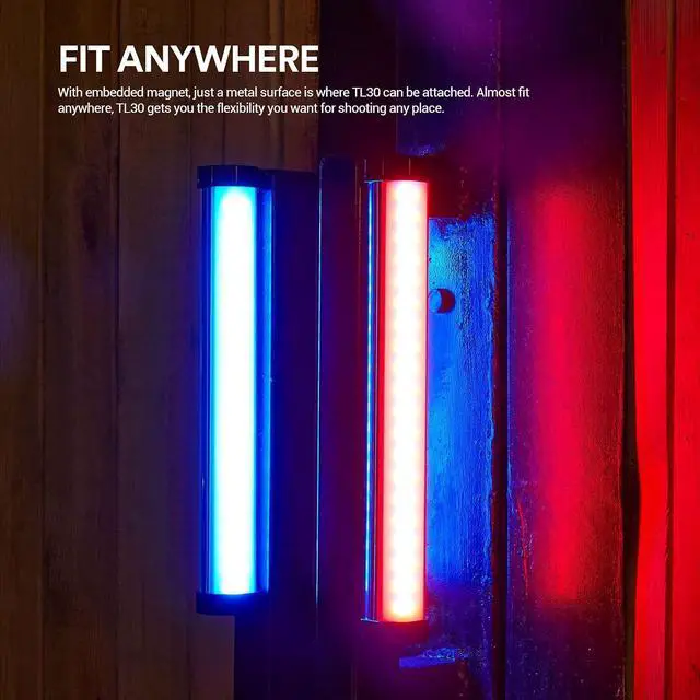 Alt view image 4 of 7 - Godox TL30 RGB Tube Light, CRI 97+ TLCI 99+ Handheld Full Color LED Video Light Wand, 2700K-6500K Dimmable LED Light Stick, 37 FX Light Effects, 2900mAh Battery, Bluetooth APP Control