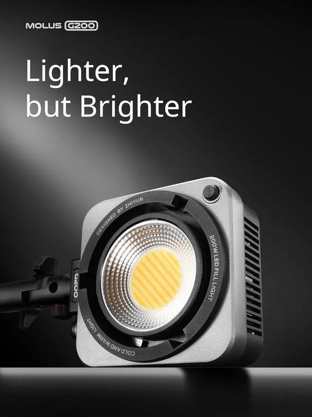 Alt view image 2 of 7 - Molus G200 [Official] 200W COB Video Light, Portable Continuous Output Lighting,2700-6500K 9460 lux@1m, LED Photography Lighting with Bowens Mount, APP Control, Ultra Quiet for Video Recording