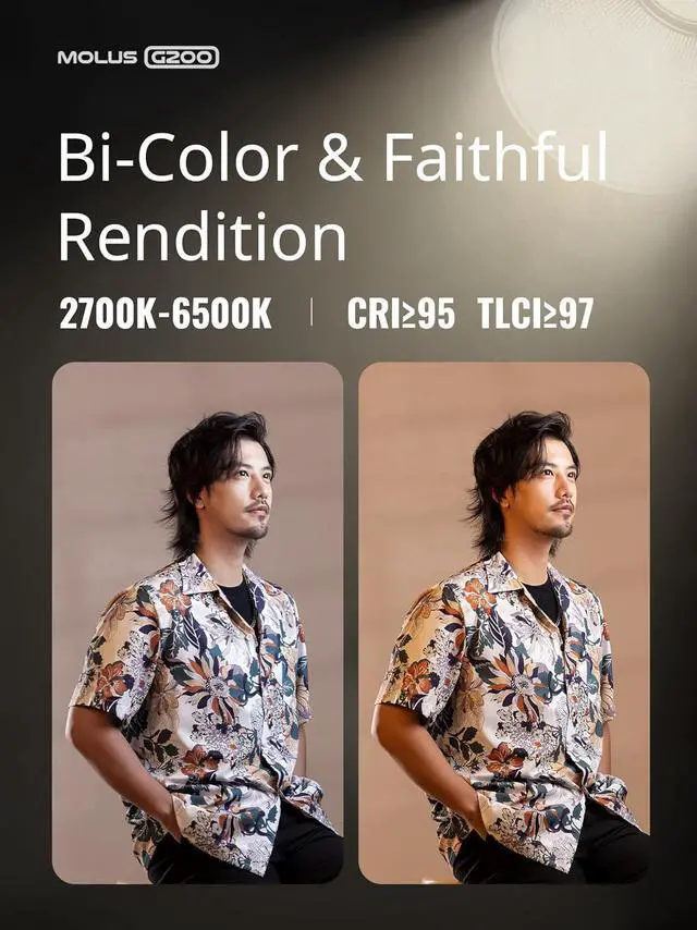 Alt view image 3 of 7 - Molus G200 [Official] 200W COB Video Light, Portable Continuous Output Lighting,2700-6500K 9460 lux@1m, LED Photography Lighting with Bowens Mount, APP Control, Ultra Quiet for Video Recording