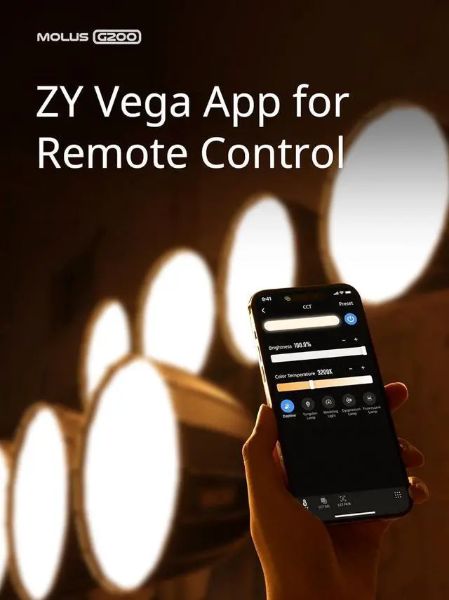 Alt view image 5 of 7 - Molus G200 [Official] 200W COB Video Light, Portable Continuous Output Lighting,2700-6500K 9460 lux@1m, LED Photography Lighting with Bowens Mount, APP Control, Ultra Quiet for Video Recording