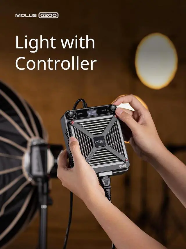 Alt view image 7 of 7 - Molus G200 [Official] 200W COB Video Light, Portable Continuous Output Lighting,2700-6500K 9460 lux@1m, LED Photography Lighting with Bowens Mount, APP Control, Ultra Quiet for Video Recording