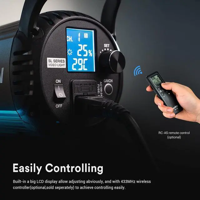 Alt view image 4 of 7 - Godox SL-60W SL60W CRI95+Qa>90 5600±300K Bowens Mount LED Video Light,433MHz Grouping System,Wirelessly Adjust Brightness,for Video Recording Wedding Outdoor Shooting,W/Reflector