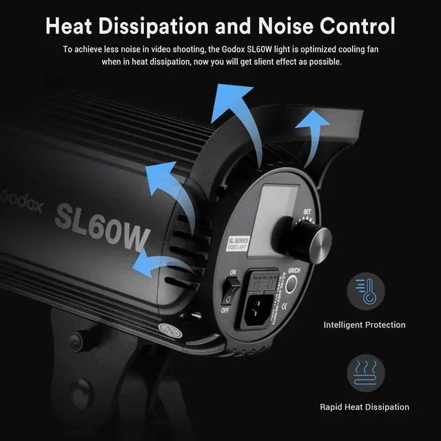 Alt view image 5 of 7 - Godox SL-60W SL60W CRI95+Qa>90 5600±300K Bowens Mount LED Video Light,433MHz Grouping System,Wirelessly Adjust Brightness,for Video Recording Wedding Outdoor Shooting,W/Reflector