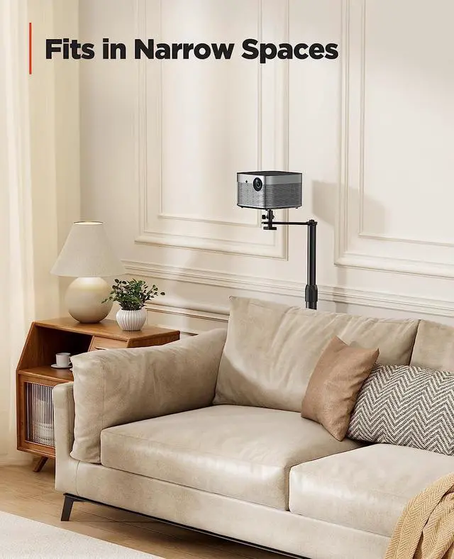 Alt view image 3 of 6 - Height Adjustable Projector Stand 32"-47", Projector Floor Stand with 3 Mounting Options, Projector Mount with 360° Rotatable Ball Head for Home & Office & Outdoor, AMPS04