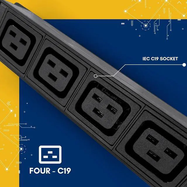 Alt view image 7 of 7 - 240V Power Strip with 6 -C13 & 4- C19 Outlets, 30 Amp, Rack Mount, Breaker and Surge Protector, 7200 Watt, 6ft 10 AWG Cord with L6-30P Plug, Digital Meter ASIC Mining (Black)