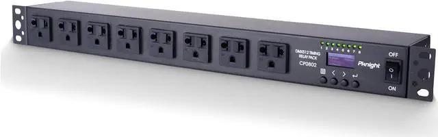 Main image of 8-Outlet Smart PDU DMX Relay - Programmable Power Sequencer with DMX512 Control, RS485 Remote, Rack-Mount 20A Power Distribution Unit for Home & Studio