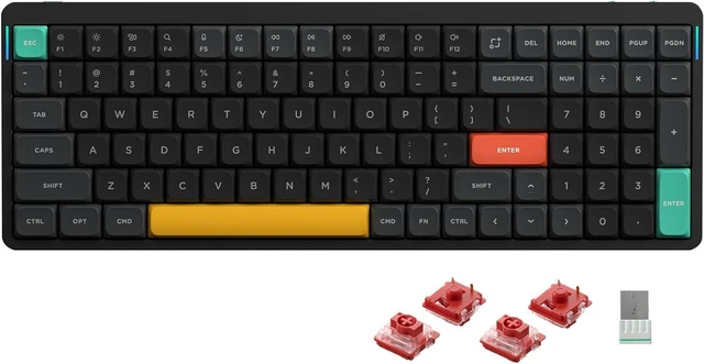 Main image of nuphy Air96 V2 Wireless Mechanical Keyboard,100 Keys RGB Backlit Keyboard,Supports Bluetooth 5.1,2.4G and Wired Connection,for PC/Laptop/Windows/Mac -Black Gateron Cowberry Switch