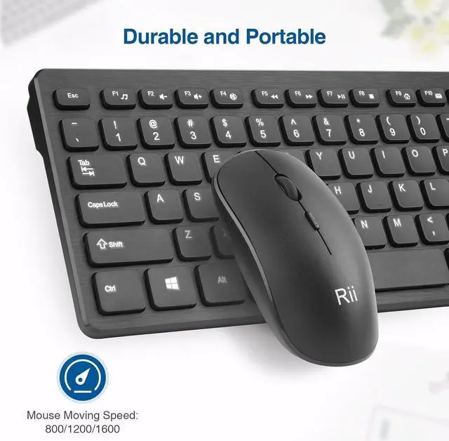 Alt view image 4 of 7 - (2pack) Wireless Keyboard and Mouse Combo - Rii Standard Office PC Keyboard and Optical Wireless Mice for Windows/Android TV Box/PC/Laptop/PS3/4