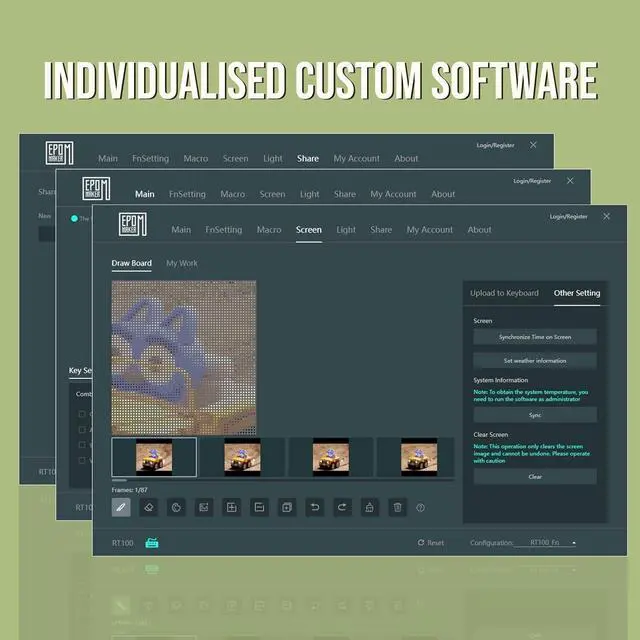 Alt view image 7 of 7 - EPOMAKER RT100 97 Keys Gasket BT5.0/2.4G/USB-C Mechanical Keyboard with Customizable Display Screen, Knob, Hot Swappable Socket, 5000mAh Battery for Win/Mac (RT100 Green, Wisteria Linear Switch)