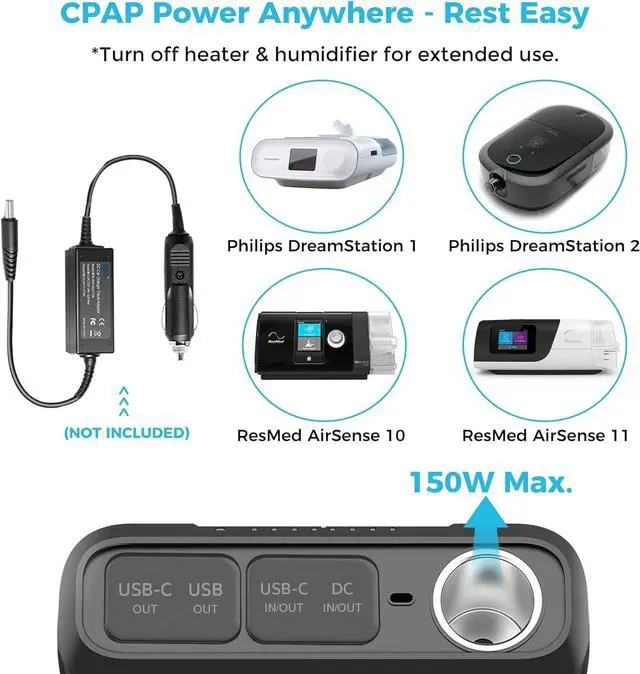 Alt view image 2 of 7 - 72000mAh 266Wh 12v Power Bank with 60W PD, CPAP Battery for Camping, High Capacity Large Camping Power Bank with USB-C DC Wireless Charging & Flashlight, CPAP Battery Backup Power Supply