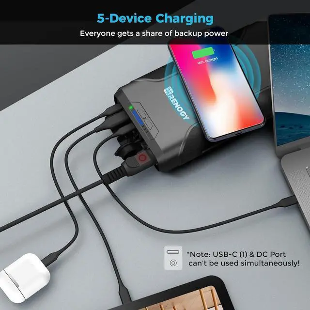 Alt view image 6 of 7 - 72000mAh 266Wh 12v Power Bank with 60W PD, CPAP Battery for Camping, High Capacity Large Camping Power Bank with USB-C DC Wireless Charging & Flashlight, CPAP Battery Backup Power Supply