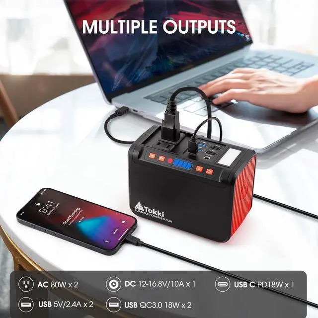 Alt view image 3 of 7 - Portable Power Station 88Wh, Solar Generator Power Bank with 110V AC DC USB Ports LED Flashlight for Camping Home Emergency Power Backup(Solar Panel Not Included)