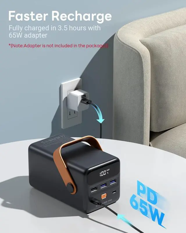 Alt view image 3 of 7 - Power Bank 50000mAh PD 65W USB C Portable Charger with LED Display Fast Charging Compatible with Laptop MacBook iPhone Samsung for Outdoors Camping Travel - Black