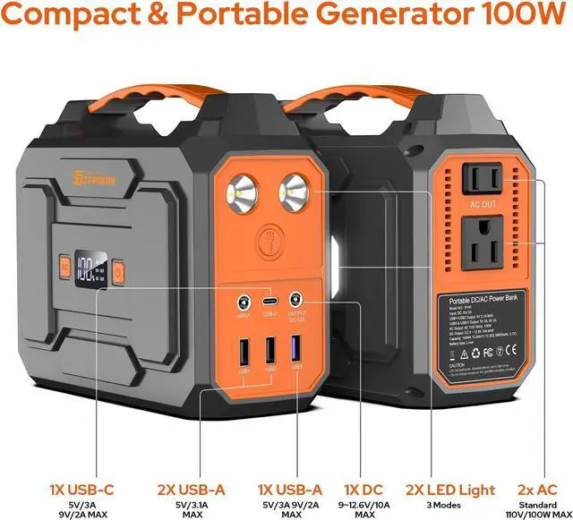 Alt view image 4 of 7 - Portable Power Station with Foldable 40W Solar Panel, 100W Solar Powered Generator with Panels,110V AC Outlet Camping Solar Power Bank 146Wh Lithium Battery Pack for Home RV Outdoor Power Outage