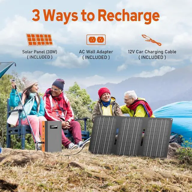 Alt view image 4 of 7 - Portable Power Bank with AC Outlet 65W 110V External Battery Pack, 24000mAh Portable Laptop Charger with 30W Foldable Solar Panel Power Supply for Outdoor Camping Home Use Traveling RV Trip Off Grid