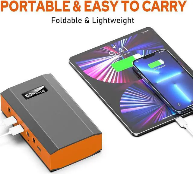 Alt view image 5 of 7 - Portable Power Bank with AC Outlet 65W 110V External Battery Pack, 24000mAh Portable Laptop Charger with 30W Foldable Solar Panel Power Supply for Outdoor Camping Home Use Traveling RV Trip Off Grid