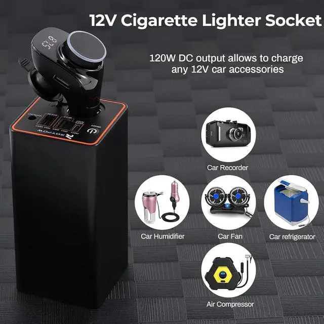 Alt view image 3 of 7 - RoyPow 30W PD Portable Charger with 12V/10A Cigarette Lighter Socket, 86.58Wh USB C Laptop Power Bank, 18W QC& 12V DC External Battery Pack, Perfect for MacBook Air iPad Phone Dash Cam or Camping