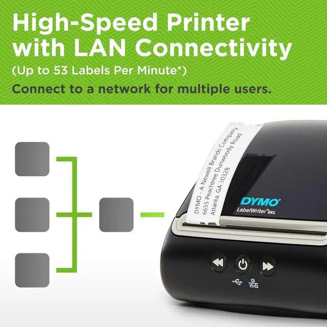 Alt view image 6 of 7 - DYMO LabelWriter 550 Turbo Label Printer Bundle, Label Maker with Direct Thermal Printing, Automatic Label Recognition, Includes Address Label, Multipurpose Label, and Durable Multipurpose Label