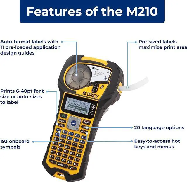 Alt view image 2 of 7 - M210 Portable Label Printer Kit (M210-KIT), Yellow/Black