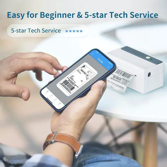 Alt view image 2 of 6 - Bluetooth Thermal Label Printer -Wireless Shipping Label Printer for Small Businesses & Package, USPS, Etsy, Amazon, Compatible with iPhone, Windows, Android, 4x6, Label Maker, White