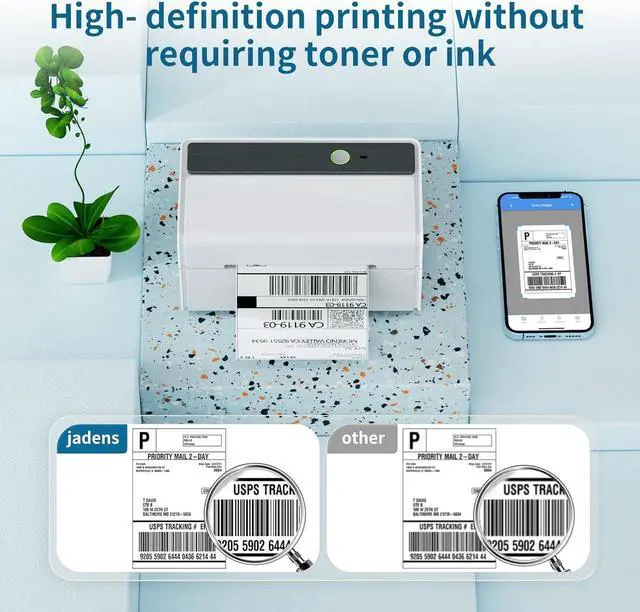 Alt view image 3 of 6 - Bluetooth Thermal Label Printer -Wireless Shipping Label Printer for Small Businesses & Package, USPS, Etsy, Amazon, Compatible with iPhone, Windows, Android, 4x6, Label Maker, White