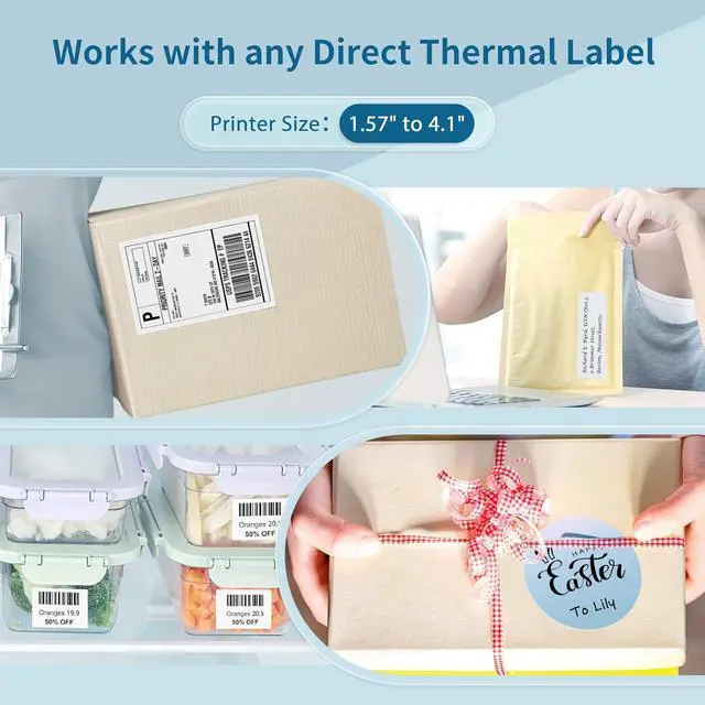 Alt view image 4 of 6 - Bluetooth Thermal Label Printer -Wireless Shipping Label Printer for Small Businesses & Package, USPS, Etsy, Amazon, Compatible with iPhone, Windows, Android, 4x6, Label Maker, White