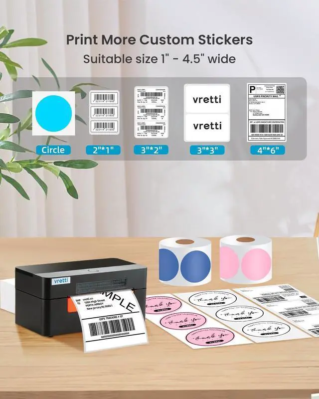 Alt view image 2 of 7 - Shipping Label Printer 4x6 - Bluetooth Thermal Label Printer Easy to Connect, Clear Printing, Thermal Printer for Small Business Shipping Packages for Amazon Ebay Shopify USPS