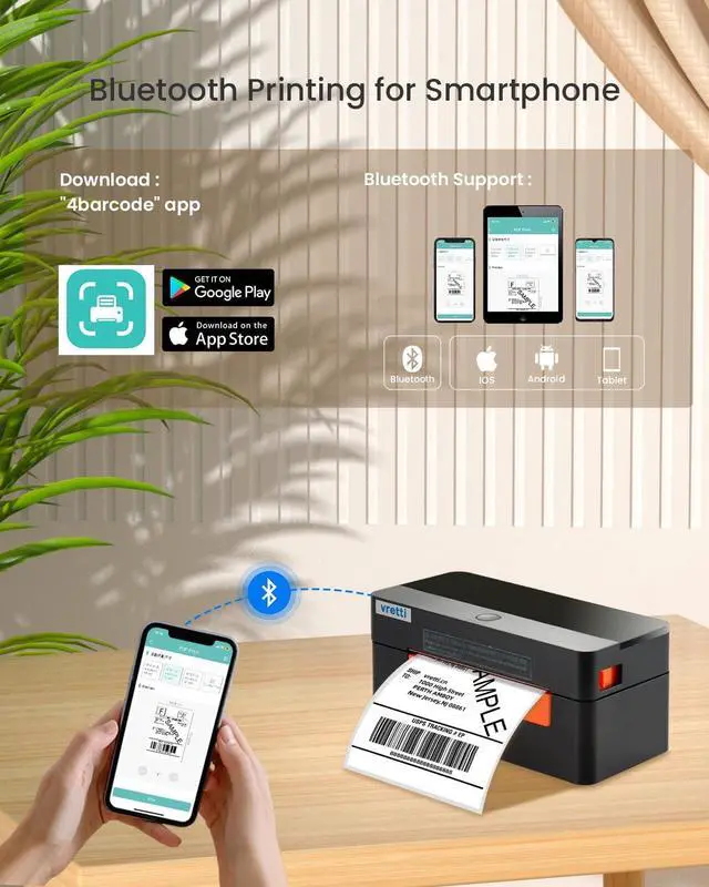 Alt view image 4 of 7 - Shipping Label Printer 4x6 - Bluetooth Thermal Label Printer Easy to Connect, Clear Printing, Thermal Printer for Small Business Shipping Packages for Amazon Ebay Shopify USPS