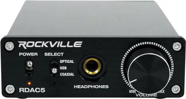 Alt view image 2 of 7 - Rockville RDAC5B DAC Digital to Analog Converter, USB/Optical/Coax/RCA, 24-Bit Support, Up to 192kHz Input, Headphone Amp, for Home Audio and Gaming