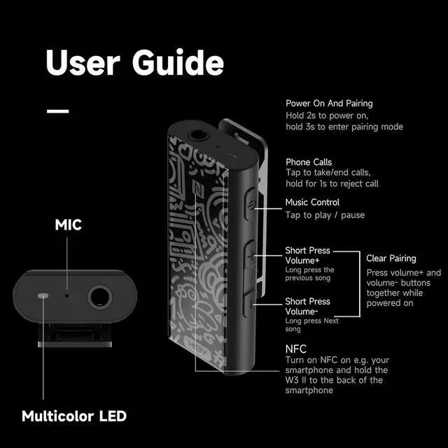 Alt view image 6 of 7 - HiBy W3 II Headphone Amp Bluetooth 5.2 Receiver USB DAC for Car Audio/Smartphone/PC/Laptop
