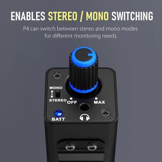 Alt view image 2 of 7 - P4 Wired in-Ear Monitor IEM Amplifier Portable IEM Quickly Switch Stereo Mono for Drummer,Band,Studio