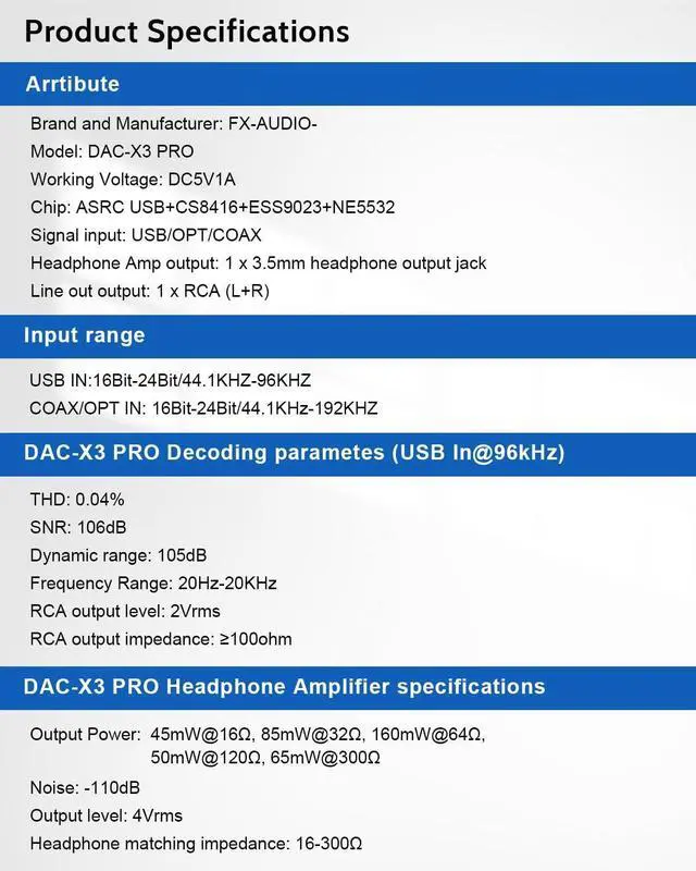 Alt view image 7 of 7 - FX-Audio DAC-X3PRO USB DAC ESS9023 Headphone Amplifier CS8416 Support ASRC Transmission HiFi Portable Decoder Headphone Amp