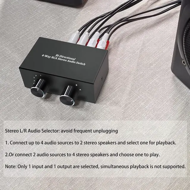 Alt view image 2 of 6 - 6-Way 3.5mm Stereo Audio Switcher Selector, Speaker Switch, Audio Switch Box for DVD Stereo Speaker CD Player (6 in- 1 Out)