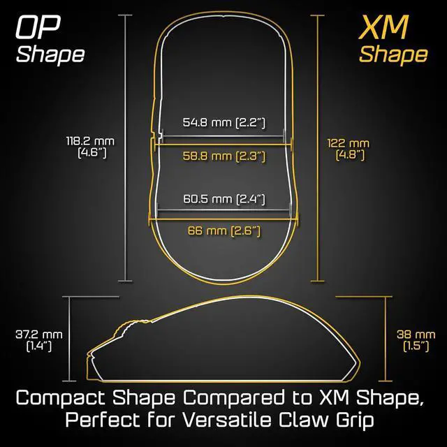 Alt view image 3 of 7 - ENDGAME GEAR OP1we Wireless Gaming Mouse, CompX CX52850 Microcontroller, Pixart PAW3370 Optical Sensor, Mod-Friendly, Hybrid Skate Design, Claw Grip, 2.1 oz, White