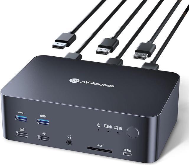 AV Access iDock D23 8K KVM Switch Docking Station for 2 Computers PCs & 3 Monitors, DisplayPort 2.0, 1G Ethernet, USB 3.0, HDCP 2.3, 4K@165/144Hz, AV Access iDock D23 8K KVM Switch Docking Station for 2 Computers PCs & 3 Monitors, DisplayPort 2.0, 1G Ethernet, USB 3.0, HDCP 2.3, 4K@165/144Hz,