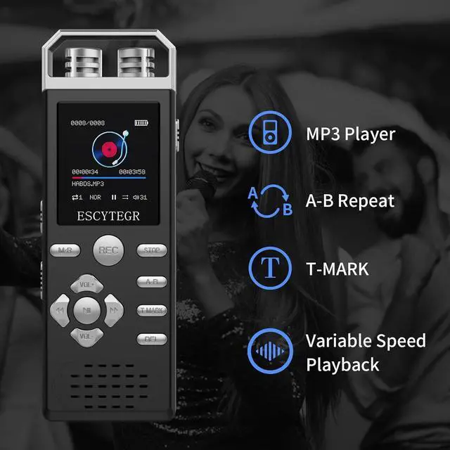 Alt view image 4 of 6 - 144GB Digital Voice Activated Recorder 1536KBPS Audio Voice Recorder with Playback Recording Device Dictaphone Sound Tape Recorder with Password Protection for Lectures,Meetings