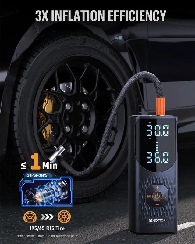 Alt view image 2 of 7 - Tire Inflator Portable Air Compressor, 20000mAh & 160PSI Air Pump for Car Tires, 4X Fast Inflation Air Compressor with Tire Gauge Pressure, Tire Pump with LED for Car Motor Bike Ball