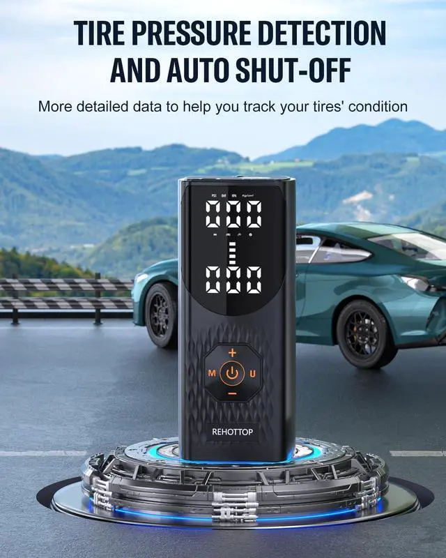 Alt view image 6 of 7 - Tire Inflator Portable Air Compressor, 20000mAh & 160PSI Air Pump for Car Tires, 4X Fast Inflation Air Compressor with Tire Gauge Pressure, Tire Pump with LED for Car Motor Bike Ball